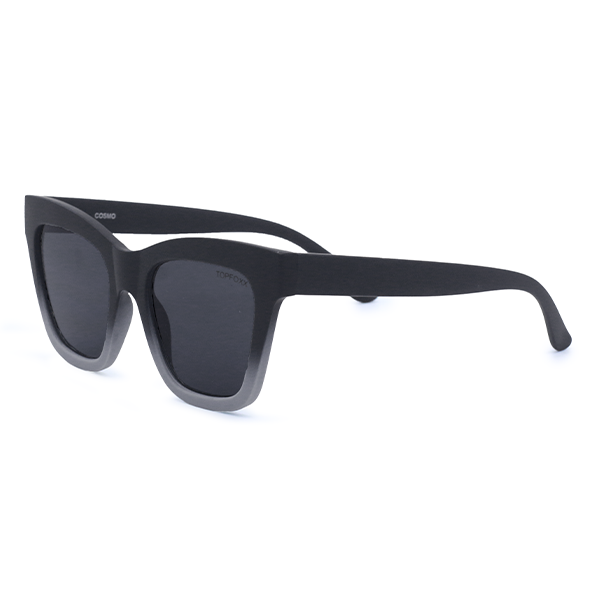 TopFoxx - Cosmo - Black & Grey Designer Oversized Cat Eye Sunglasses For Women -Side Profile