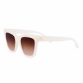 TopFoxx - Cosmo - White Oversized Cat Eye Sunglasses for Women - Designer Sunglasses - Brown lense - Side Profile