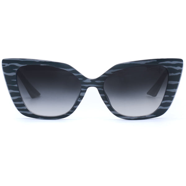 TopFoxx - Sophia Grey Zebra -  Oversized Cat Eye Sunglasses for Women
