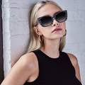 TopFoxx - Sophia Grey Zebra - Oversized Cat Eye Sunglasses for Women - Model 