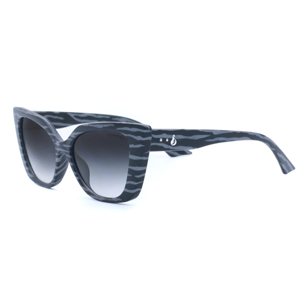 TopFoxx - Sophia Grey Zebra - Oversized Cat Eye Sunglasses for Women - Side Details