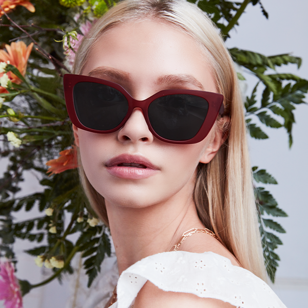 TopFoxx - Sophia Ruby - Oversized Cat Eye Sunglasses for Women - Model 