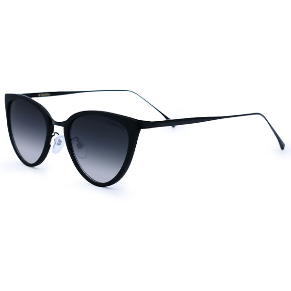 TopFoxx - Miranda Faded Black - Oversized Cat Eye Sunglasses For Women - Side Details