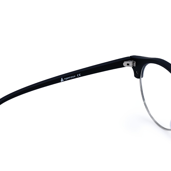 TopFoxx - Harper Black - Round Anti-Blue Light Glasses for Women - Arm Details