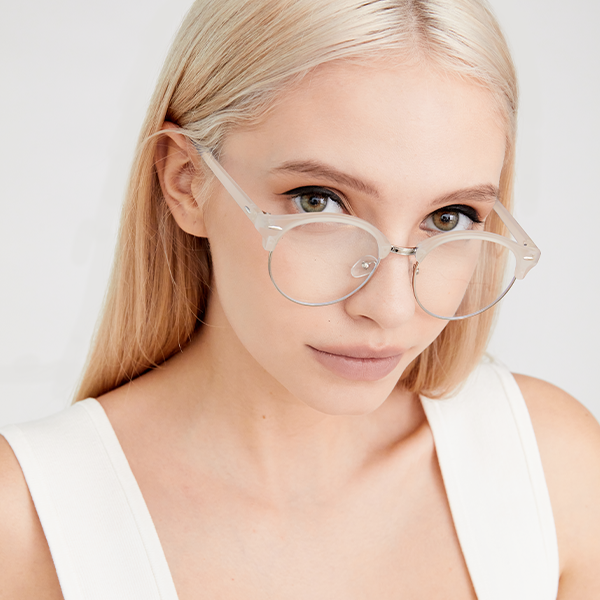 TopFoxx - Harper Nude - Round Anti-Blue Light Glasses for Women - Model 1 