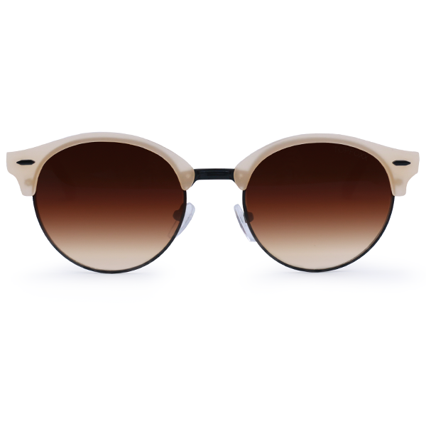 TopFoxx - Harper Faded Brown - Oversized Round Sunglasses For Women