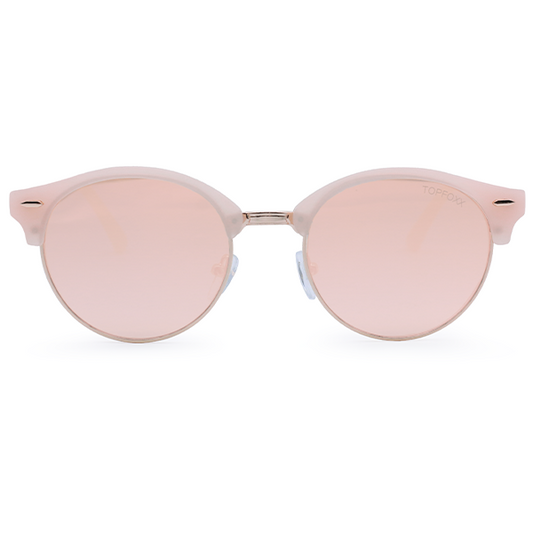 TopFoxx - Harper Rosegold - Oversized Mirrored Round Sunglasses for Women - Trendy Sunnies