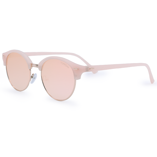 TopFoxx - Harper Rosegold - Oversized Mirrored Round Sunglasses for Women - Side Details