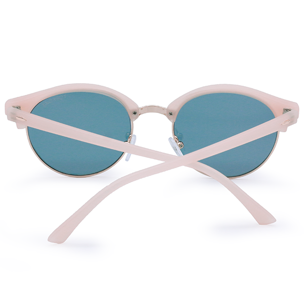 TopFoxx - Harper Rosegold - Oversized Mirrored Round Sunglasses for Women - Back Details