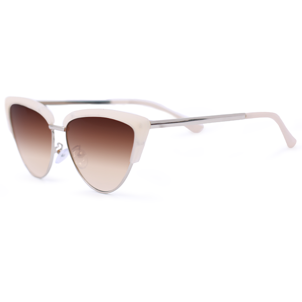 TopFoxx Ava Nude Trendy Cat Eye Sunglasses Foe Women Coffee Lenses - Side Profile