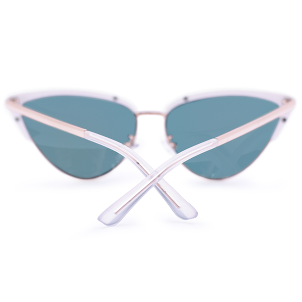 TopFoxx Ava Rose Gold Mirrored Cat Eye Sunglasses for Women - Back Profile