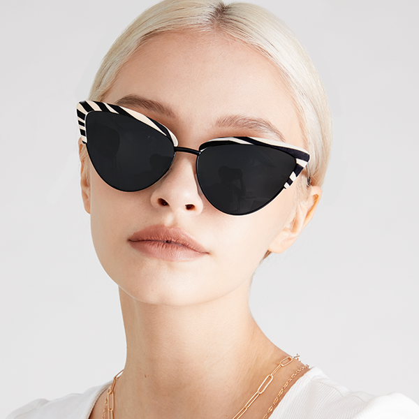TopFoxx Ava Black Zebra Cat Eye Sunglasses - Model 1