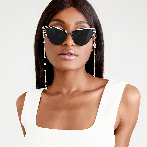 TopFoxx Ava Black Zebra Cat Eye Sunglasses For Women - Model 2