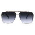 TopFoxx Bella Midnight Gold Oversized Aviator Sunglasses for Women - Black & Gold Aviators