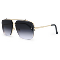 TopFoxx Bella Midnight Gold Oversized Aviator Sunglasses for Women - Black & Gold Aviators - Side Profile