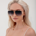 TopFoxx Bella Midnight Gold Oversized Aviator Sunglasses for Women - Black & Gold Aviators - Model 1