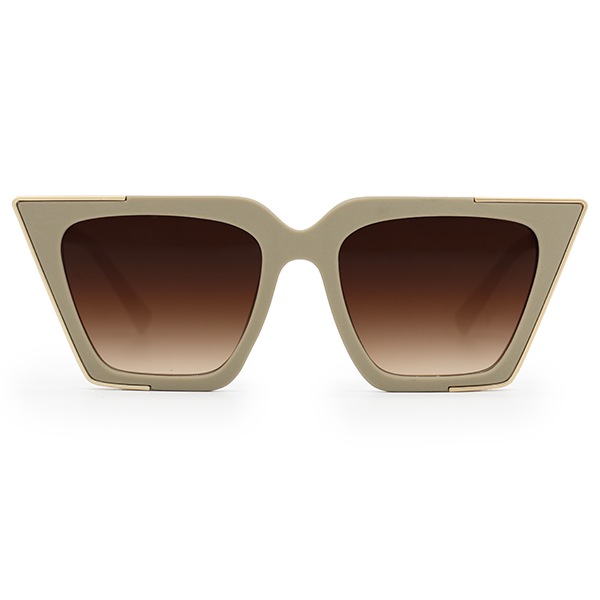 TopFoxx - The CEO Nude - Faded Brown Cat Eye Oversized Sunglasses for Women - Designer Shades