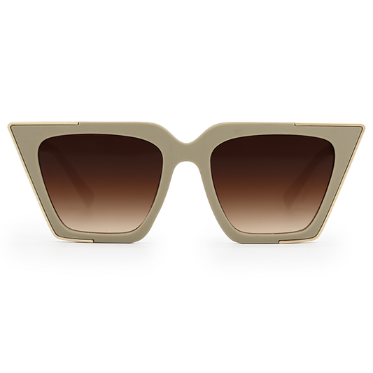 TopFoxx - The CEO Nude - Faded Brown Cat Eye Oversized Sunglasses for Women - Designer Shades