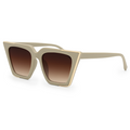 TopFoxx - The CEO Nude - Faded Brown Cat Eye Oversized Sunglasses for Women - Designer Shades - Side Details