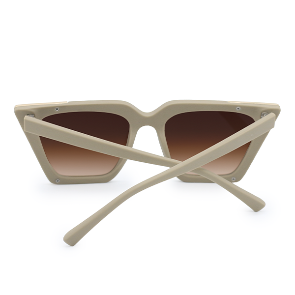 TopFoxx - The CEO Nude - Faded Brown Cat Eye Oversized Sunglasses for Women - Designer Shades - Back Details