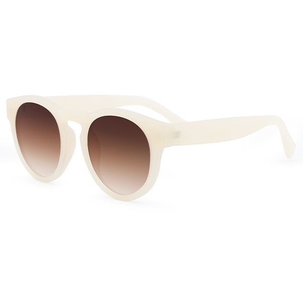 TopFoxx - Chelsea Nude - White  Round Sunglasses for Women - Oversized Sunglasses - Side Profile