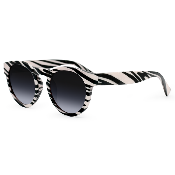 TopFoxx - Chelsea - Zebra Round Sunglasses for Women - Trendy Oversized Sunnies - Side Profile