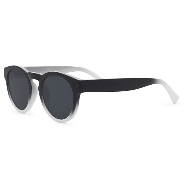 Black Round Sunglasses For Women - Chealsea Black & White - Sude Profile - TopFoxx