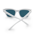 TopFoxx - Cosmo - White Rose Gold Oversized Cat Eye Sunglasses for Women - Designer Mirrored Sunglasses - Back Profile