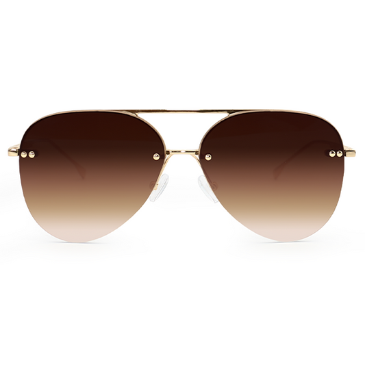 TopFoxx - Narrow Megan 2 - Faded Brown Aviators Sunglasses For Women