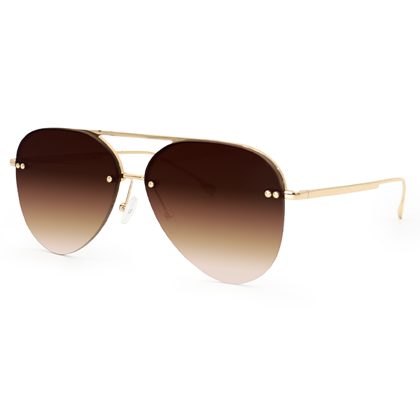 TopFoxx - Narrow Megan 2 - Faded Brown Aviators Sunglasses For Women - Side Details