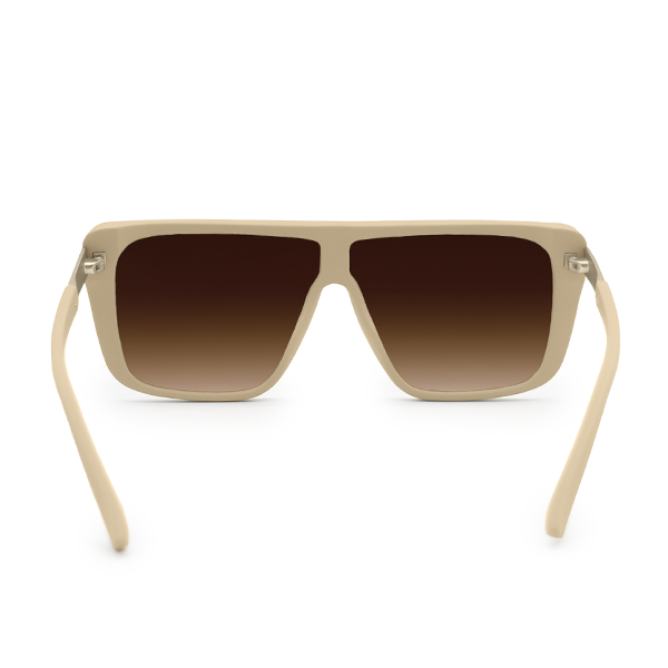 TopFoxx - Rayz Nude - Square Modern Oversized Sunglasses for Women - Back Details