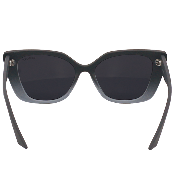 TopFoxx - Sustainable Sophia - Black & Grey Oversized Sustainable Cat Eye Sunnies -  Back Details