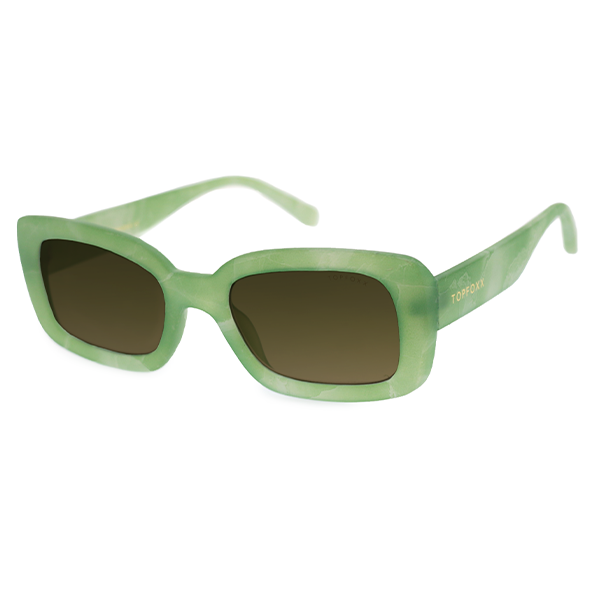 TopFoxx - Gigi Green Matcha - Sustainable Sunglasses for Women Oversized - Eco Eyeware - Side Details