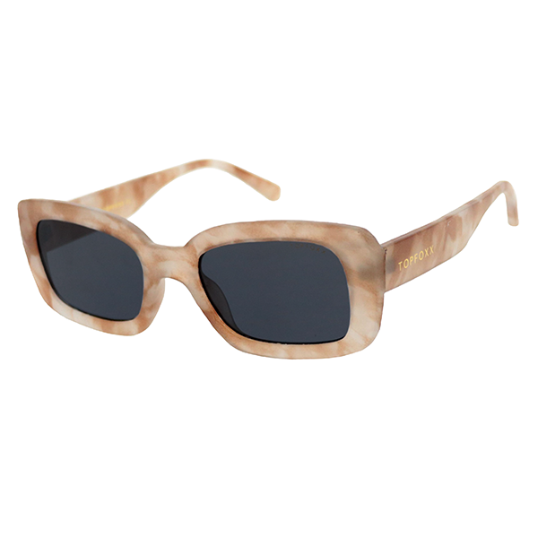 TopFoxx - Gigi Cinnamon Swirl - Sustainable Sunglasses for Women Oversized - Eco Eyeware - Square Recycled Sunglasses - Side Profile