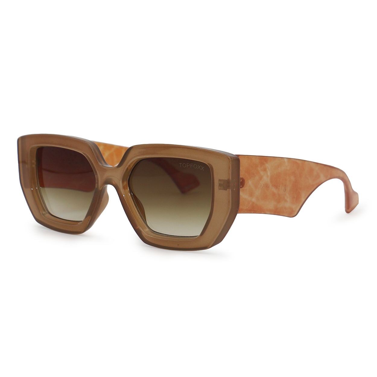 TopFoxx - Incognito Coffee - Oversized Square Sunglasses for Women - Eco Eyeware - Big Arms Sunglasses