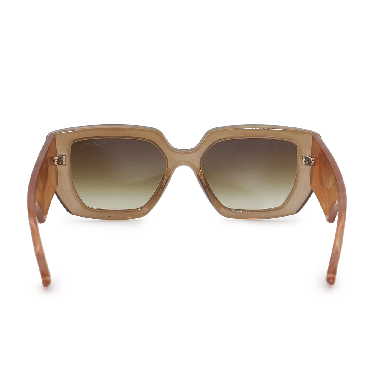 TopFoxx - Incognito Coffee - Oversized Square Sunglasses for Women - Eco Eyeware - Big Arms Sunglasses Back Profile 