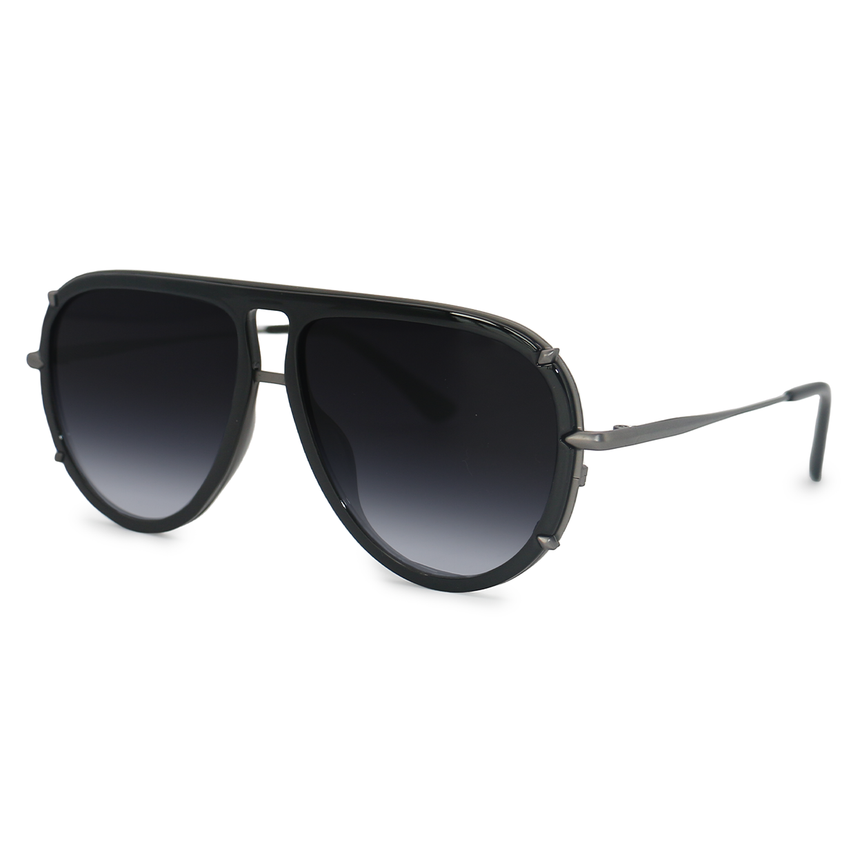 Aviator Sunglasses - Oversized sustainable sunglasses for Women - Ivy Luxe Black - Side Details - TopFoxx