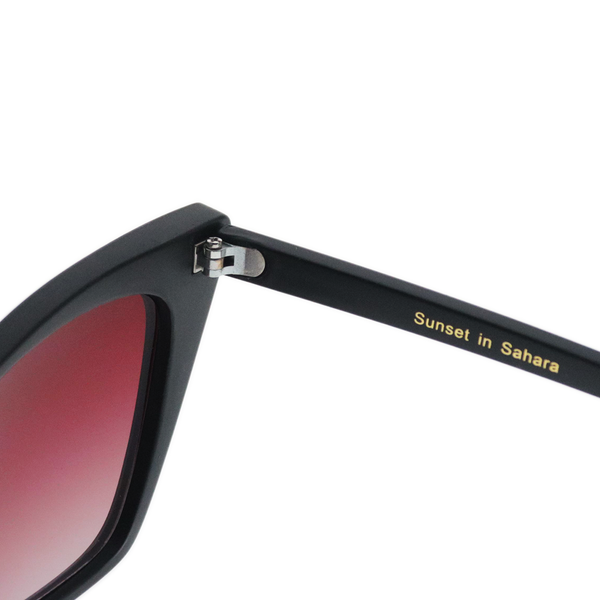 Sustainable Sunglasses for Women - Oversized Cat Eye Shades - Nature - Sunset in Sahara - Arm Details - TopFoxx
