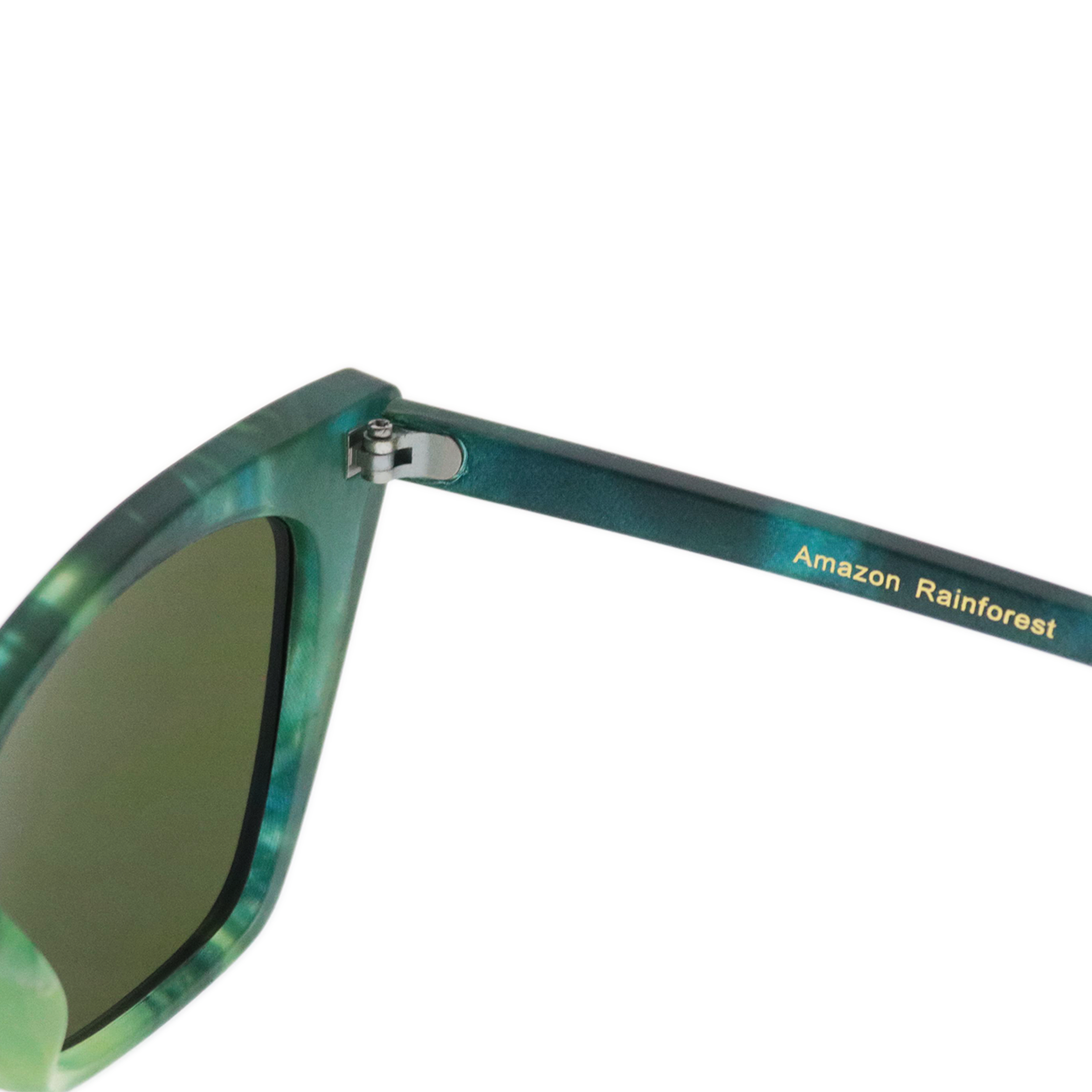 Sustainable Sunglasses for Women - Oversized Cat Eye Shades - Nature - Amazon Rainforest - Arm Details - TopFoxx