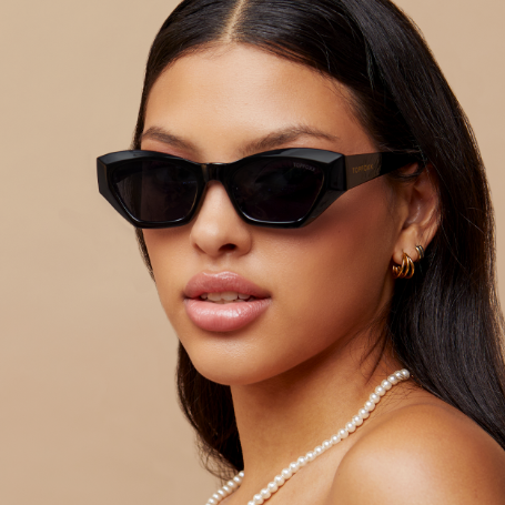 TopFoxx - Bright as my Future - Black Rectangle Cat Eye Sunglasses for Women - Model 1