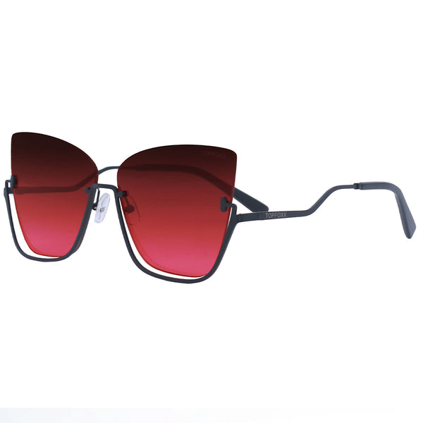 TopFoxx - Vixen Ruby - Oversized Cat Eye Sunglasses for Women - Rimless Sunglasses for women - Side Profile