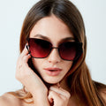 TopFoxx - Vixen Ruby - Oversized Cat Eye Sunglasses for Women - Rimless Sunglasses for women- Model 1