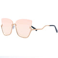TopFoxx - Vixen - Mirrored Rose Gold Oversized Cat Eye Sunglasses for Women - Rimless Sunglasses for women - Side Details