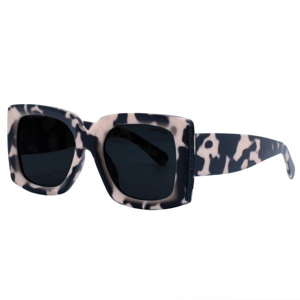 TopFoxx Bardot Blond Tortoise Square Oversized Sunglasses for Women - Elegant Sunglasses - Side Profile