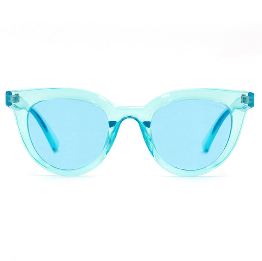 TopFoxx Brittany Coral Blue Women's Round Sunglasses