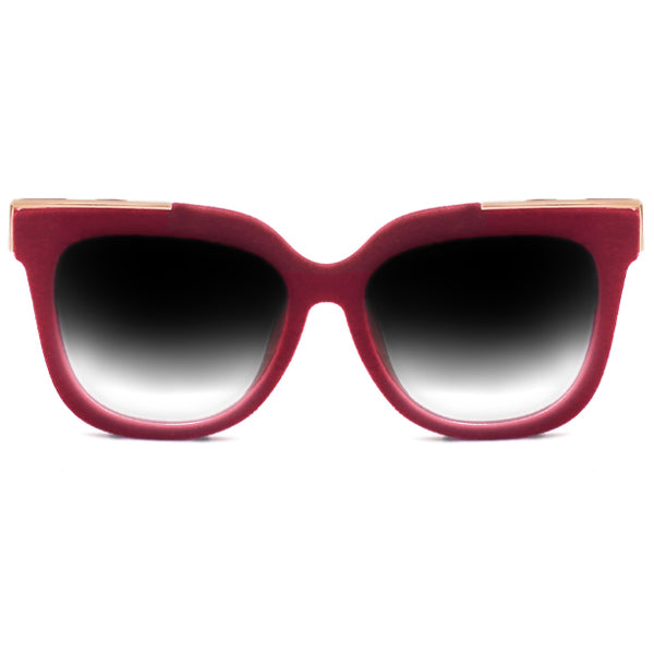 TopFoxx - Coco - Red Velvet Square Oversized Sunglasses for Women -  faded sunglasses lenses