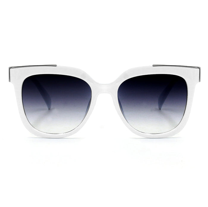 Coco - White Frame Faded Black Lens Wayfarer Sunglasses