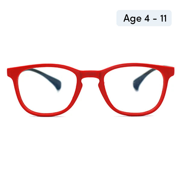 TopFoxx Dexter Prescription Red Kids Anti-Blue Light Glasses 