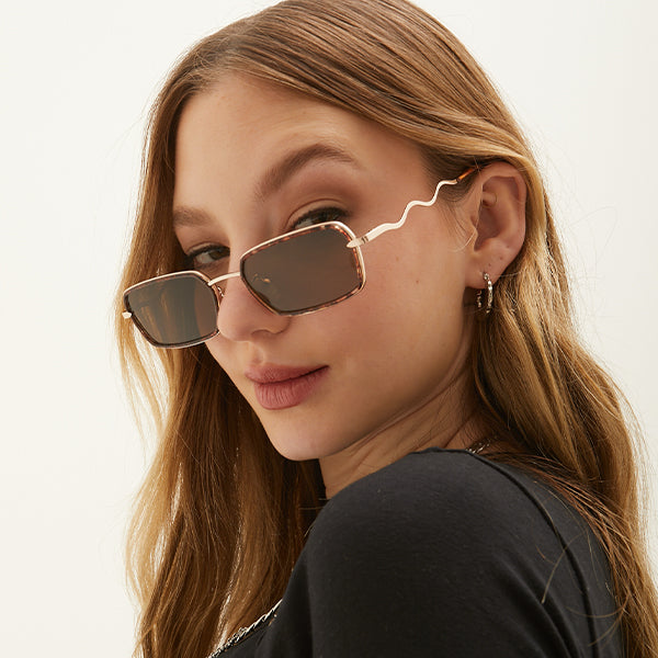 TopFoxx - EVE - Brown Rectangular Sunglasses for Women - Model 1
