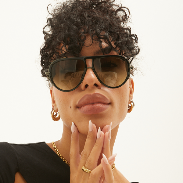 Ivy Luxe - Tangle-Free Olive Aviator Without Nose Pads – TopFoxx Ivy Luxe - Tangle-Free Olive Aviator Without Nose Pads – TopFoxx